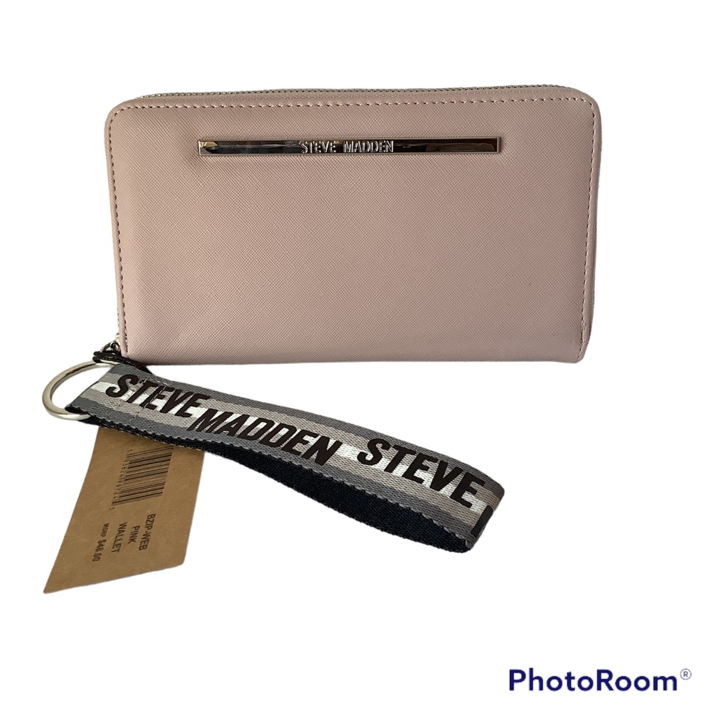 Steve Madden Bzip Web Wallet Wristlet Pink New